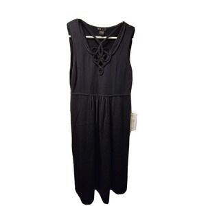 Grace Black Midi Dress with Intricate Neckline